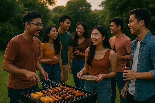 People at Barbeque